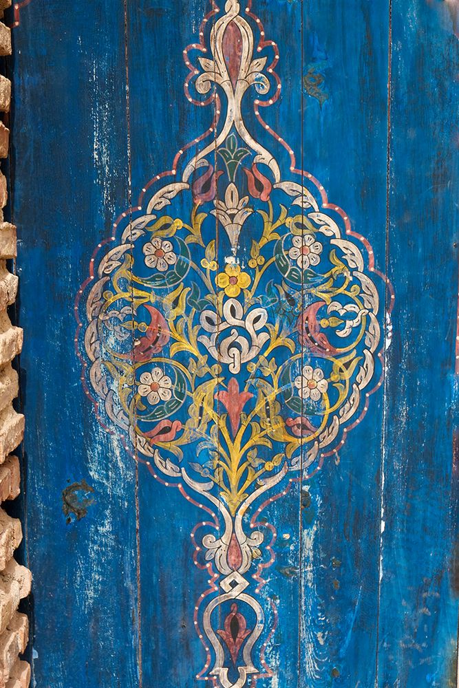 Marrakech-Morocco The Saadian tombs-royal necropolis from the 16th century Old painted door
